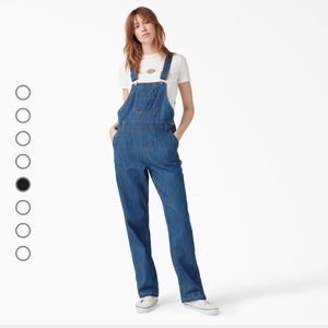 Dickies Women's Relaxed Fit Bib Overalls, Stonewashed Medium Blue, Size M